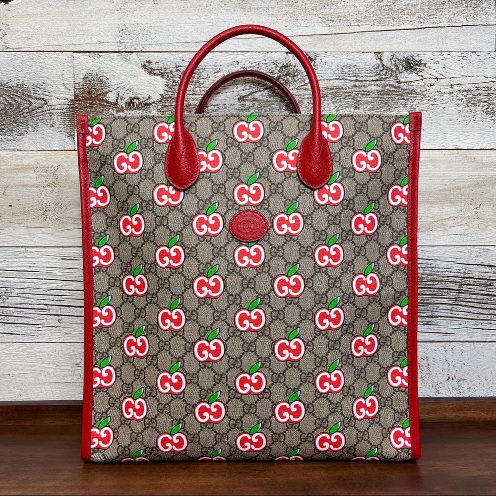 Gucci 630355 Red Apple Chinese Valentine’s Day North South Tote Bag Purse RARE - Picture 1 of 15